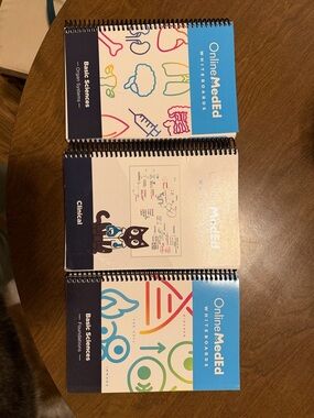 OnlineMedEd Blue Spiral-Bound Whiteboards - Set of 3